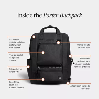Cleverpup Porter 2-in-1 Dog Gear Backpack W/ Leash Clip For Hands-Free Walking &  Food-Safe Pouches - Image 3