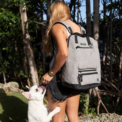 Cleverpup Porter 2-in-1 Dog Gear Backpack W/ Leash Clip For Hands-Free Walking &  Food-Safe Pouches - Image 3