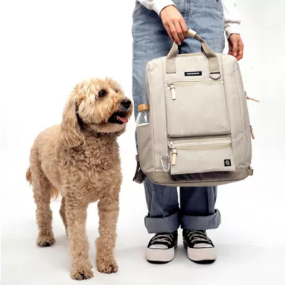 Cleverpup Porter 2-in-1 Dog Gear Backpack W/ Leash Clip For Hands-Free Walking &  Food-Safe Pouches - Image 2