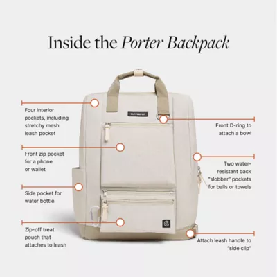 Cleverpup Porter 2-in-1 Dog Gear Backpack W/ Leash Clip For Hands-Free Walking &  Food-Safe Pouches - Image 3