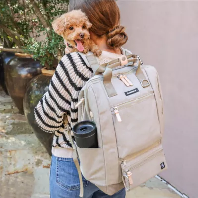 Cleverpup Porter 2-in-1 Dog Gear Backpack W/ Leash Clip For Hands-Free Walking &  Food-Safe Pouches - Image 5