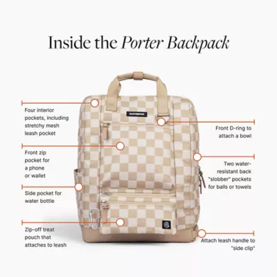 Cleverpup Porter 2-in-1 Dog Gear Backpack W/ Leash Clip For Hands-Free Walking &  Food-Safe Pouches - Image 3