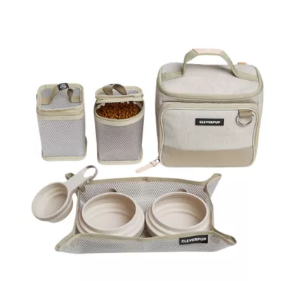 Cleverpup Bistro Box, 7-Piece Dog Food Travel Kit W/ Collapsible Bowls, Insulated Travel Bag & More - Image 1