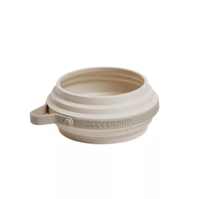 Cleverpup Nomad Collapsible Travel Bowl W/ Splash Guard Rim & Built-In Attachment Loop, Sand - Image 1