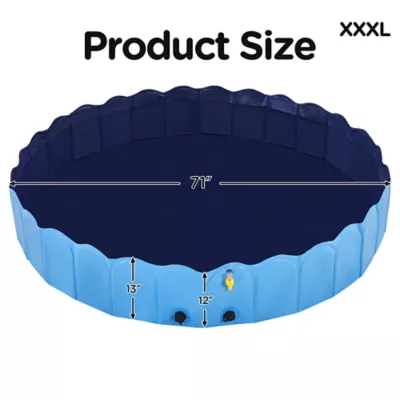 Yaheetech Foldable Pet Pool with Sprinkler - Blue, XXXL, 71-in - Image 3