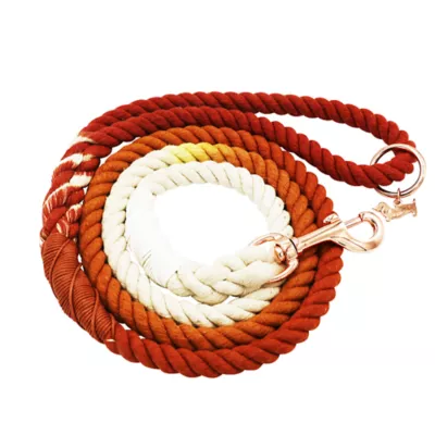 Sassy Woof Hand-Spliced Cotton Rope Dog Leash with Rose Gold Hardware, 5 ft - Image 2