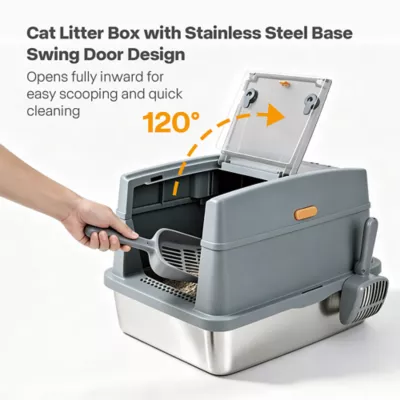 All For Paws Stainless Steel Cat Litter Box Base, Durable & Easy to Clean - Image 3