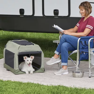 Midwest® Foldable Canine Camper Tent Crate W/ Ventilated Windows & No-Slip Feet, Green - Image 3