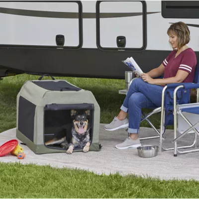 Midwest® Foldable Canine Camper Tent Crate W/ Ventilated Windows & No-Slip Feet, Green - Image 4