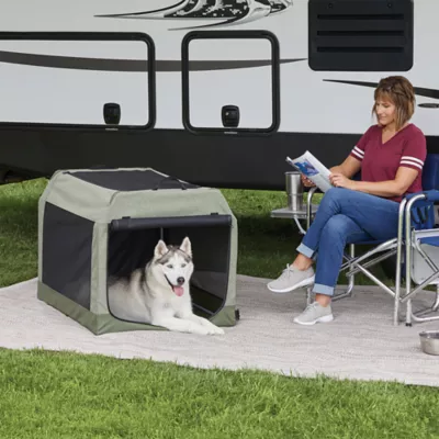 Midwest® Foldable Canine Camper Tent Crate W/ Ventilated Windows & No-Slip Feet, Green - Image 3