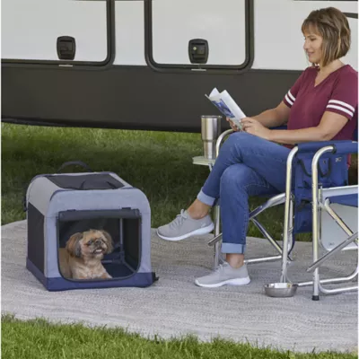 Midwest® Foldable Canine Camper Tent Crate W/ Ventilated Windows & No-Slip Feet, Gray - Image 4