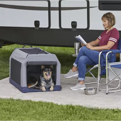 Midwest® Foldable Canine Camper Tent Crate W/ Ventilated Windows & No-Slip Feet, Gray - Image 4