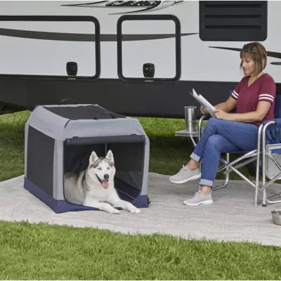 Midwest® Foldable Canine Camper Tent Crate W/ Ventilated Windows & No-Slip Feet, Gray - Image 3