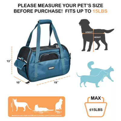 Jespet Soft-Sided Pet Carrier, Portable Travel Carrier for Dogs & Cats, 19 Inch - Image 2