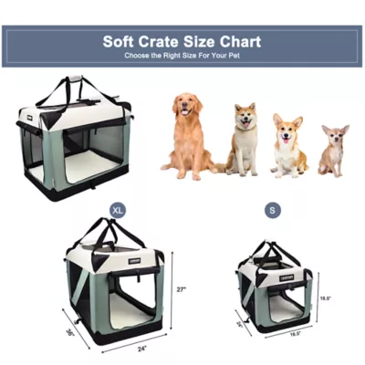 Jespet Soft Dog Crate, Portable Folding Travel Kennel for Dogs, Shale Green - Image 3