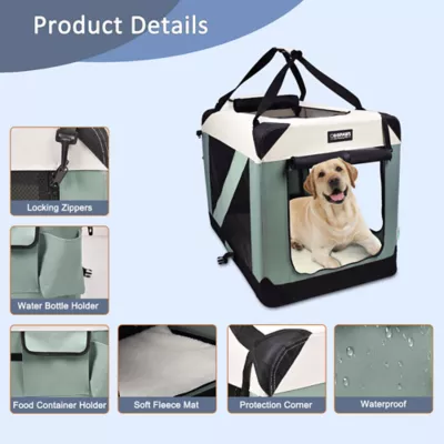 Jespet Soft Dog Crate, Portable Folding Travel Kennel for Dogs, Shale Green - Image 4