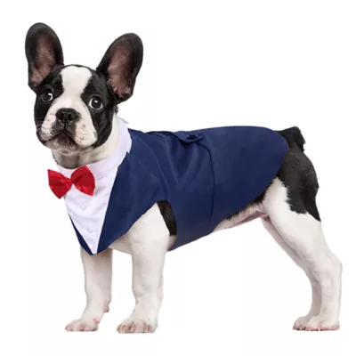 Kuoser Blue Dog Tuxedo Suit & Bandana Set, Formal Dog Clothing for Weddings, Parties & Events - Image 1