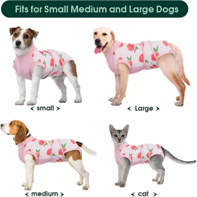 Kuoser Dog Recovery Suit, Recovery Onesie for Dogs, Post-Surgery Apparel, Peach - Image 3
