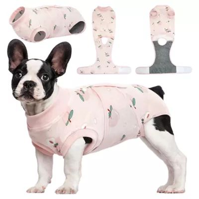 Kuoser Dog Surgery Recovery Shirt, Post-Surgery Dog Apparel, Cone Alternative, Peach - Image 1