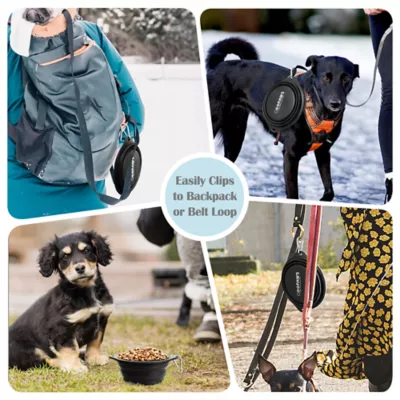 GOOPAWS 2 Pack Collapsible Silicone Dog Bowls, Non-Skid Travel Pet Bowls, Black & Brown - Image 6