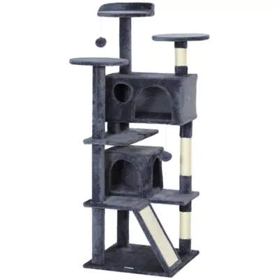 PawHut 54" Cat Tree, Multi-Level Cat Tower with Scratching Posts, Cat Condos, Bed, Platforms - Image 1
