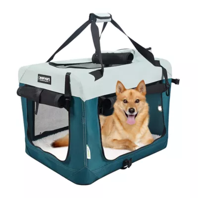 Jespet Soft Dog Crate, Portable Folding Travel Kennel for Dogs, Teal Blue - Image 1