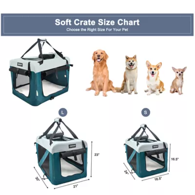 Jespet Soft Dog Crate, Portable Folding Travel Kennel for Dogs, Teal Blue - Image 3