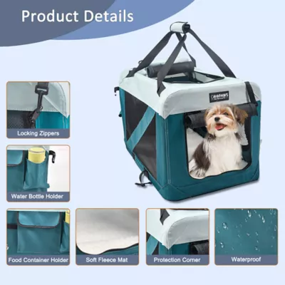 Jespet Soft Dog Crate, Portable Folding Travel Kennel for Dogs, Teal Blue - Image 4
