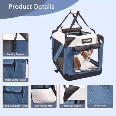 Jespet Soft Dog Crate, Portable Folding Travel Kennel for Dogs, Lake Blue - Image 5