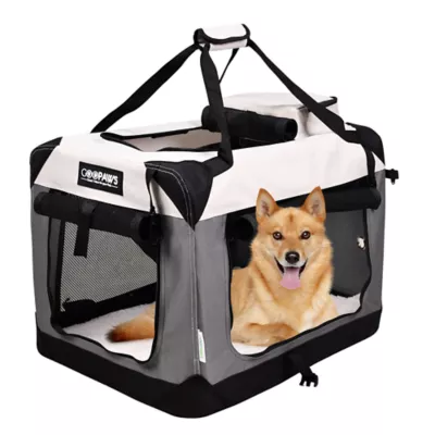 Jespet Soft Dog Crate, Portable Folding Travel Kennel for Dogs, Light Grey - Image 1