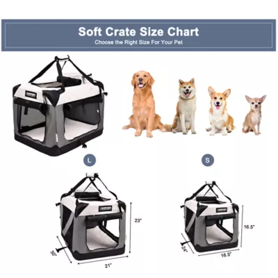 Jespet Soft Dog Crate, Portable Folding Travel Kennel for Dogs, Light Grey - Image 3