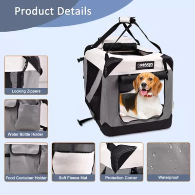 Jespet Soft Dog Crate, Portable Folding Travel Kennel for Dogs, Light Grey - Image 4
