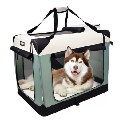 Jespet Soft Dog Crate, Portable Folding Travel Kennel for Dogs, Shale Green - Image 1