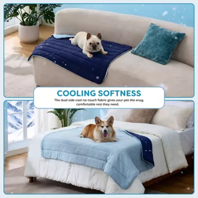 GOOPAWS Reversible Cooling Dog Mat, Self-Cooling Pet Blanket for Dogs, Indoor & Outdoor Use, Blue - Image 5