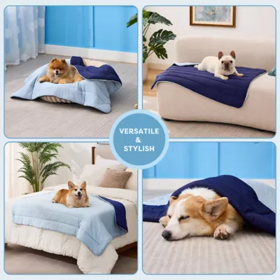 GOOPAWS Reversible Cooling Dog Mat, Self-Cooling Pet Blanket for Dogs, Indoor & Outdoor Use, Blue - Image 6