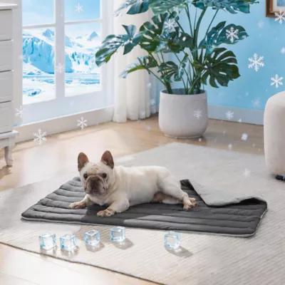 GOOPAWS Reversible Cooling Dog Mat, Self-Cooling Pet Blanket for Dogs, Indoor & Outdoor Use, Grey - Image 2