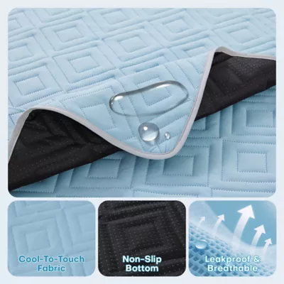 GOOPAWS Waterproof Cooling Dog Mat, Self-Cooling Pet Blanket for Dogs, Non-Slip Design, Blue - Image 4