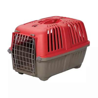 Midwest® Spree Durable Plastic Pet Carrier W/ Built-In Handle & Secure Door, Red - Image 1