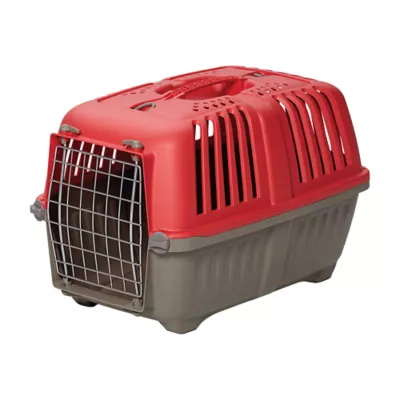 Midwest® Spree Durable Plastic Pet Carrier W/ Built-In Handle & Secure Door, Red - Image 1