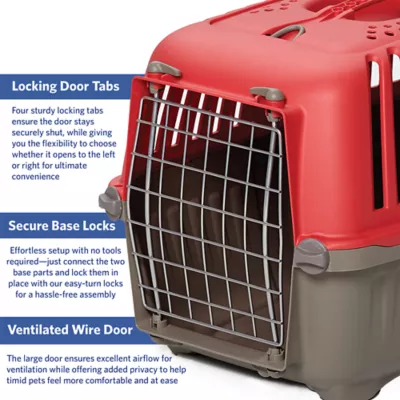 Midwest® Spree Durable Plastic Pet Carrier W/ Built-In Handle & Secure Door, Red - Image 4
