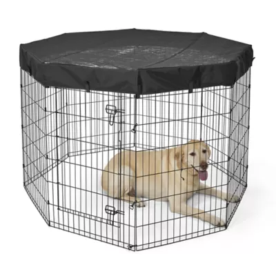 Midwest® Exercise Pen Durable Mesh Top/Sunshade, Secure Jumping & Climbing Pets, Octagon - Image 4