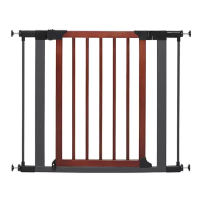 Midwest® Pet Gate W/ Graphite Steel Frame & Decorative Wood, Safety Latch W/ One-Handed Operation - Image 1