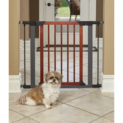 Midwest® Pet Gate W/ Graphite Steel Frame & Decorative Wood, Safety Latch W/ One-Handed Operation - Image 2