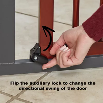 Midwest® Pet Gate W/ Graphite Steel Frame & Decorative Wood, Safety Latch W/ One-Handed Operation - Image 5
