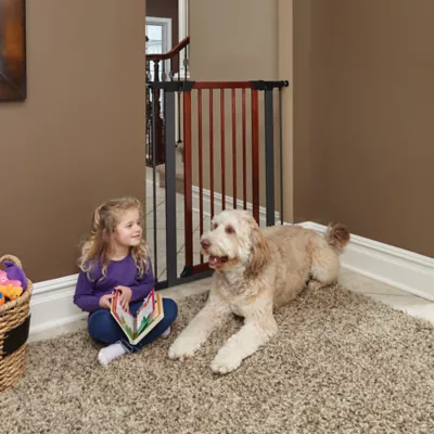 Midwest® Pet Gate W/ Graphite Steel Frame & Decorative Wood, Safety Latch W/ One-Handed Operation - Image 3