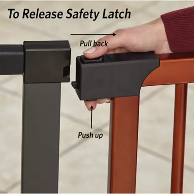 Midwest® Pet Gate W/ Graphite Steel Frame & Decorative Wood, Safety Latch W/ One-Handed Operation - Image 5