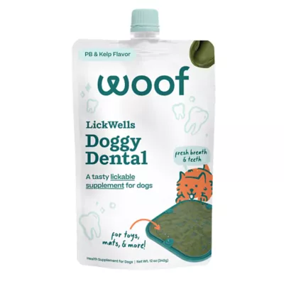 Woof Lickwell Dental Treat Supplement, Fresh Breath & Healthy Gums, PB & Kelp Flavor,  12 oz - Image 1