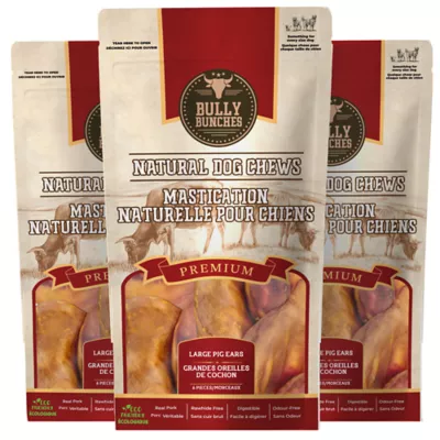 Bully Bunches - Full Pig Ear, 3 Packs, 6 count each - Image 1