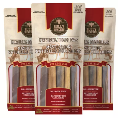 Bully Bunches - 6 Inch Collagen Stick, 3 Packs, 5 count each - Image 1