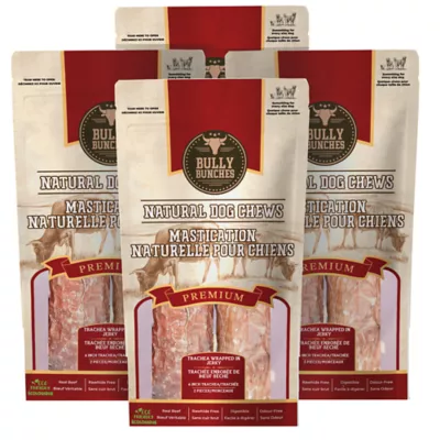 Bully Bunches - 6 Inch Beef Trachea Wrapped in Jerky, 4 Packs, 2 count each - Image 1